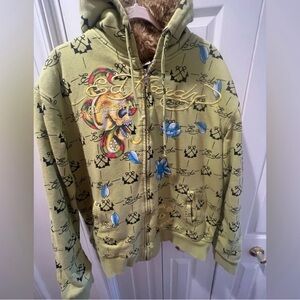 Ed Hardy Brown Faux Fur Jacket Men’s XXL